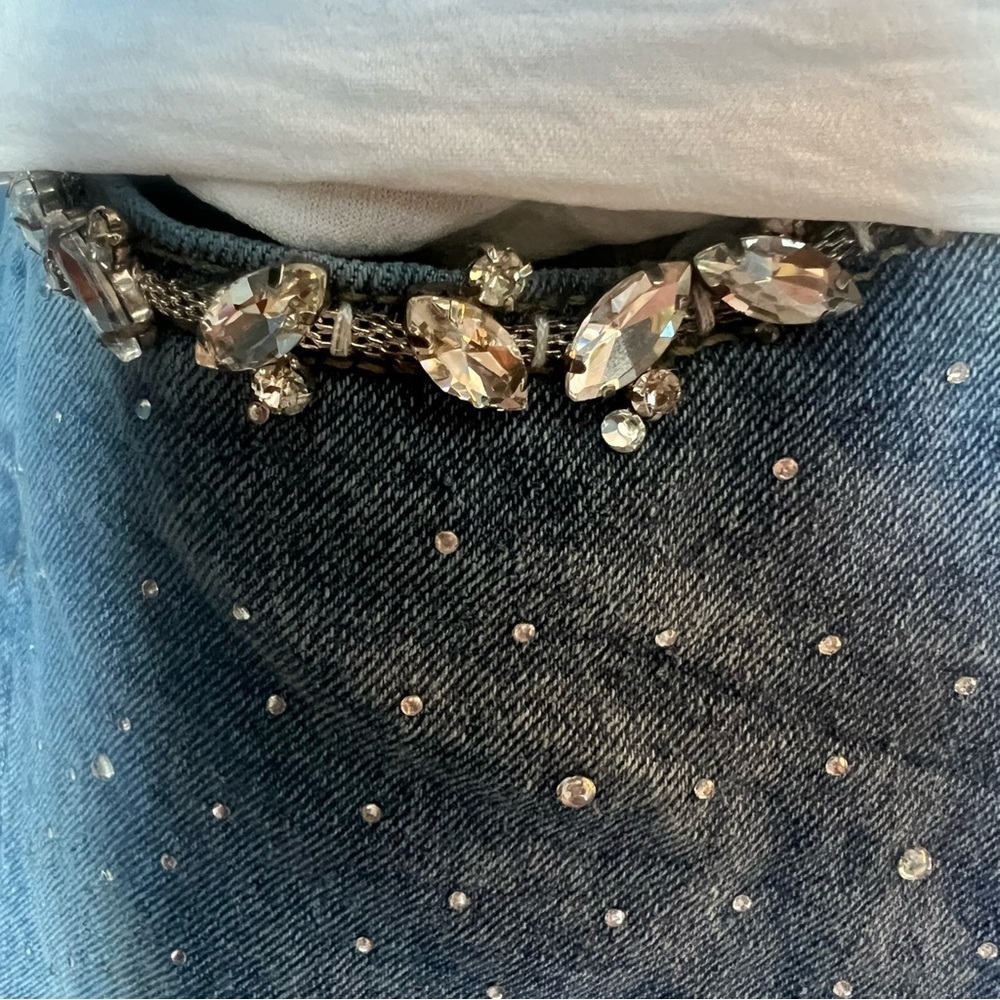 Stylish Rhinestone and Hearts High Rise Jean - Size Medium - Picture 4 of 12
